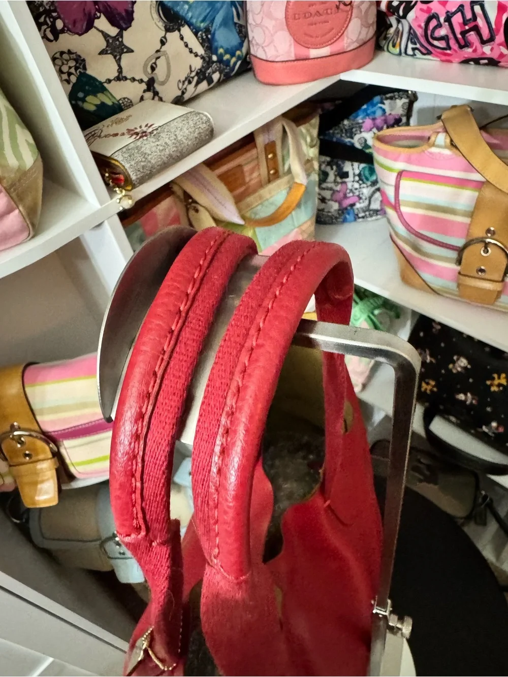 Coach Red Derby Leather Tote Bag - Picture 4 of 11